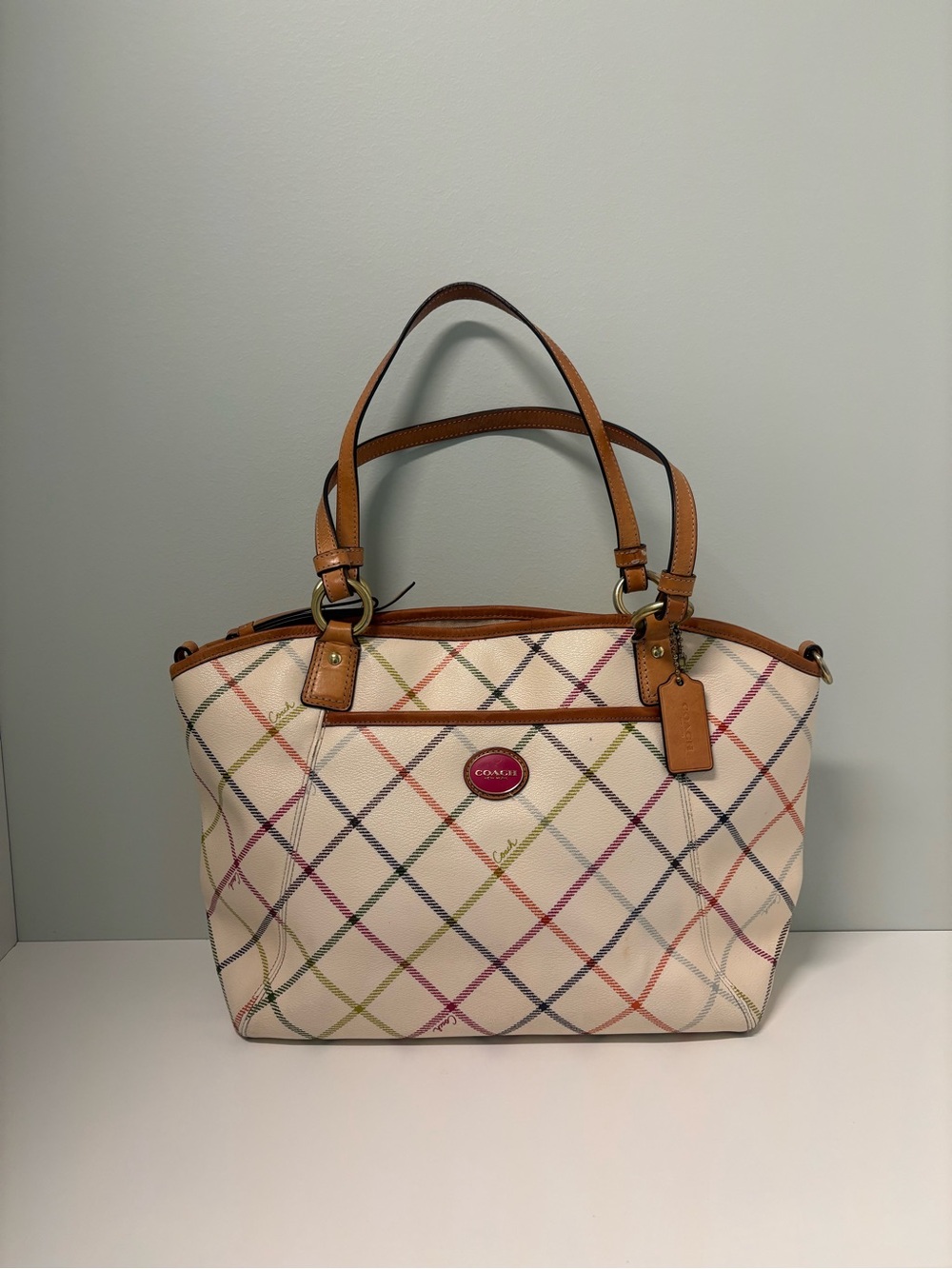 Coach F10924 Peyton Tattersall Pocket Tote